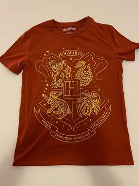 Warner Bros. Hogwarts Crest Tee - Rust with Gold Graphic